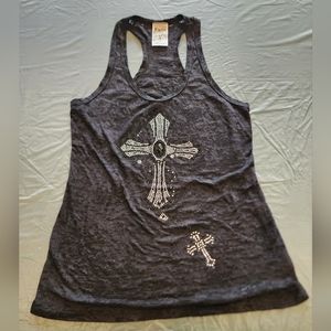 Vocal tank top with cross jewels size XL